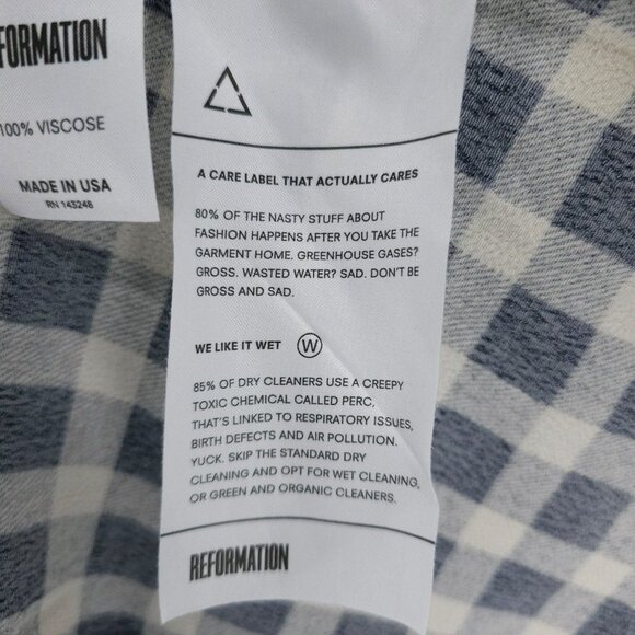 REFORMATION Mini Dress Blue White Gingham Check Fit Flare XS - Picture 7 of 8